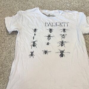 🟢10/$10 - White Graphic Tee with Insect Design